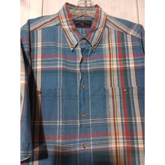 Apparel Workshop Shirt Men's Large Chambray Button Front Short Sleeve - Picture 3 of 6